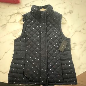 Tommy Hilfiger Navy Puffer vest, white and red print
